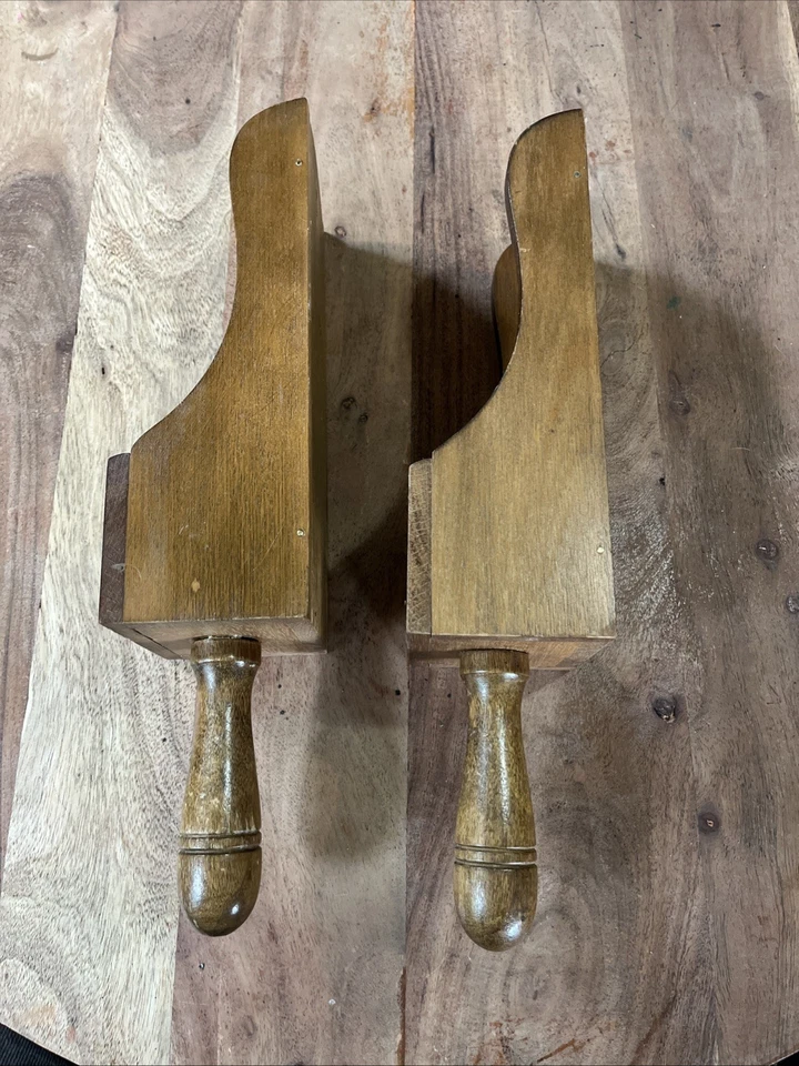 VTG 2 Wood Candle Wall Sconce Primitive Farmhouse Scoop Homestead Countryside - Image 2 of 4