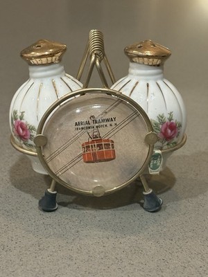Moss Rose Souvenir Salt & Pepper Shakers   VINTAGE - Franconia NH - Japan Made