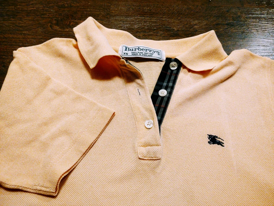 Top manga corta BURBERRY estilo POLO 100 % algodón (XS) piqué salmón Foto 2 de 4