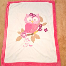 Koala Baby Owl Pink Sherpa Baby Blanket Be Free Nursery Quilt 30x36 AD10564