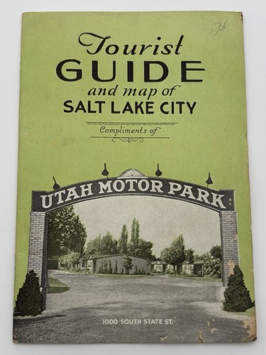 1932 Salt Lake City Tourist Guide Map Utah Motor Park Saltair Great Salt Lake