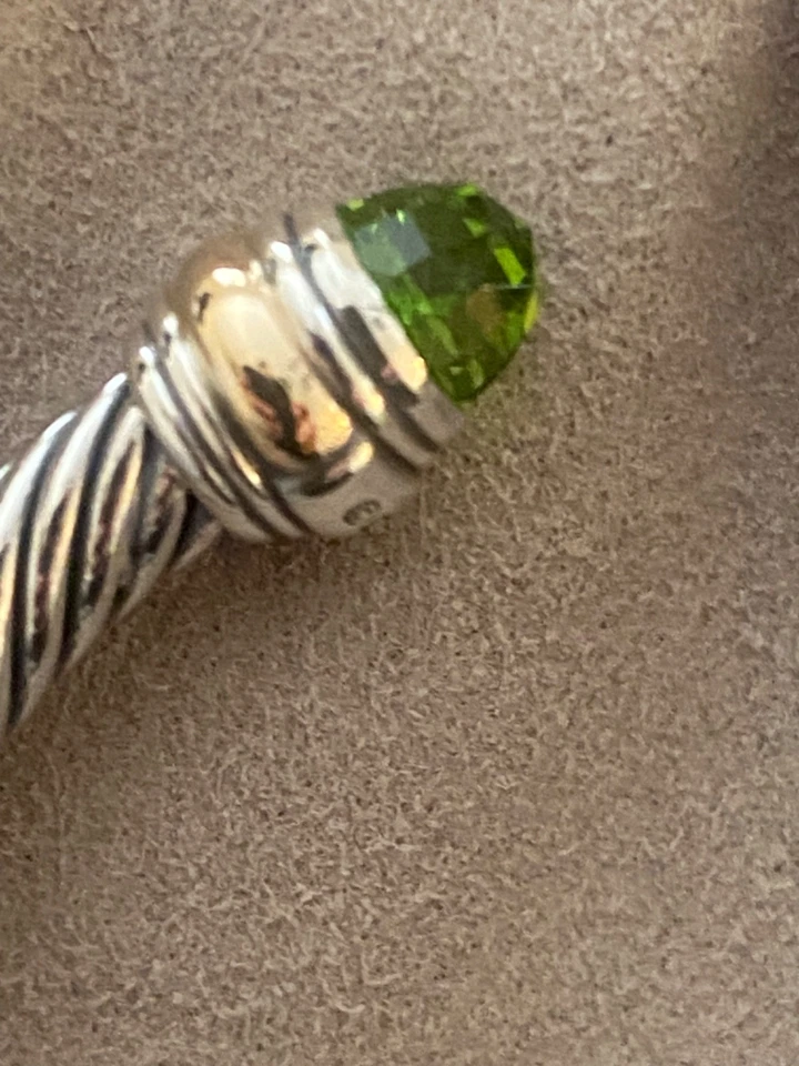 David Yurman Cable Classics 5mm Peridot Cuff Bracelet 925 And 585 SMALL - Image 3 of 4