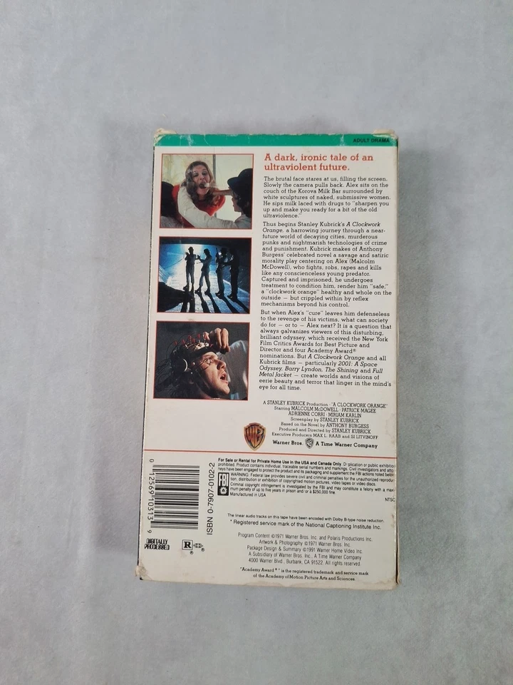 A Clockwork Orange (VHS, 1991) Stanley Kubrick Cult Classic Movie was in 1971 - Image 3 of 4