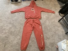 Champion Hoodie Jogger Sweatsuit Set Orange Large Mens Matching Athletic Fleece
