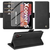 HandyhüLle FüR Galaxy Xcover 5 Pu Leder Wallet Flip Case Schwarz Mit