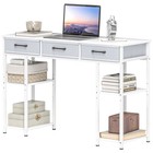 HOMCOM Small Writing Desk, Computer Desk with Fabric Drawers, White — photo 4