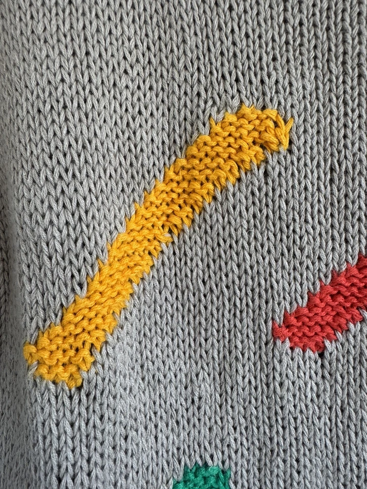 Suéter Tejido De Colección Estilo Coogi Ms Russ SS 80’s Gráfico Bronceado Multicolor Mediano Foto 3 de 4