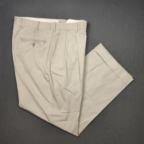 VETEMENTS Pantaloni Brooks Brothers uomo 36x30 marrone plissettato Brookscool popeline eleganti pantaloni