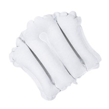 Inflatable Bath Pillow w/ Suction Cups Terry Cloth Covered White for Bathtub
