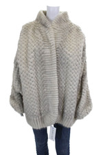 Designer Womens Gray Fur Coat Long Sleeve Siz...