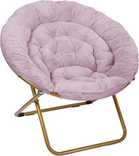 Gwen Oversize Folding Saucer Chair - Dusty Purple Faux Fur with Gold Frame
