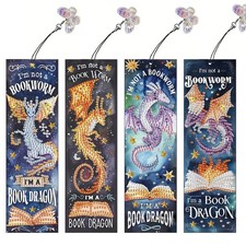 4pcs Diamond Art Bookmarks,Diamond Painting Bookmark Kits for Adult,DIY Gem A...