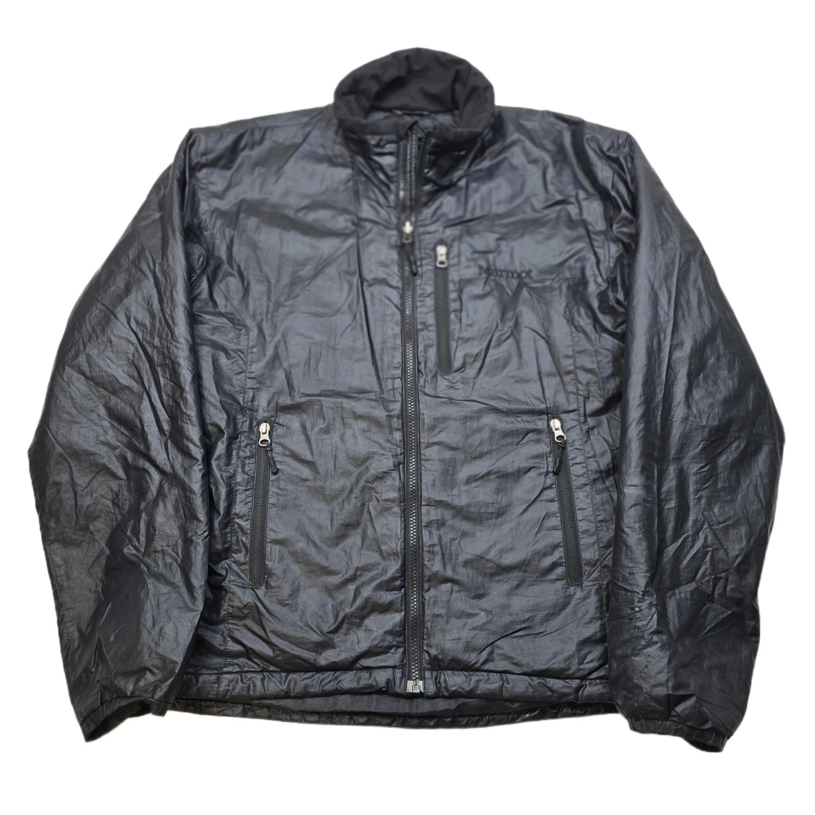 Marmot Puffer Jacket Mens Medium Black Lightweight Zip Insulated