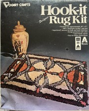 NOS Vintage 1970s Vogart Crafts Hook-it Rug Kit Stained Glass 4315