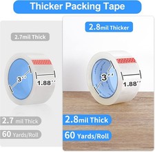 12 Rolls Clear Packing Tape, Heavy Duty Packaging Tape Ultra Thick 2.8Mil