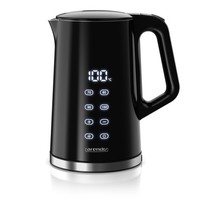 Arendo Wasserkocher 1,7 Liter 2200 W Temperatursteuerung Edelstahl Schwarz