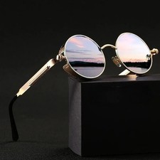 Retro Polarized Sunglasses Round Lens Men Women Driving Gothic Steampunk Glasses