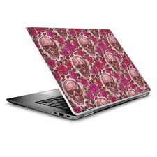 Skin Wrap for 14" HP Chromebook x360, pink roses with skulls distressed