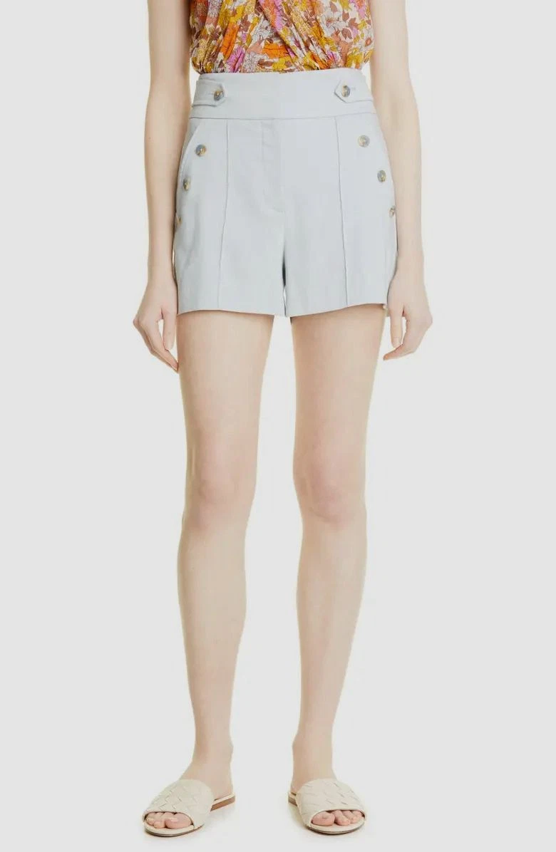 $348 Veronica Beard Women's Blue Heathered Pine Zip Fly Mini Shorts Size 4