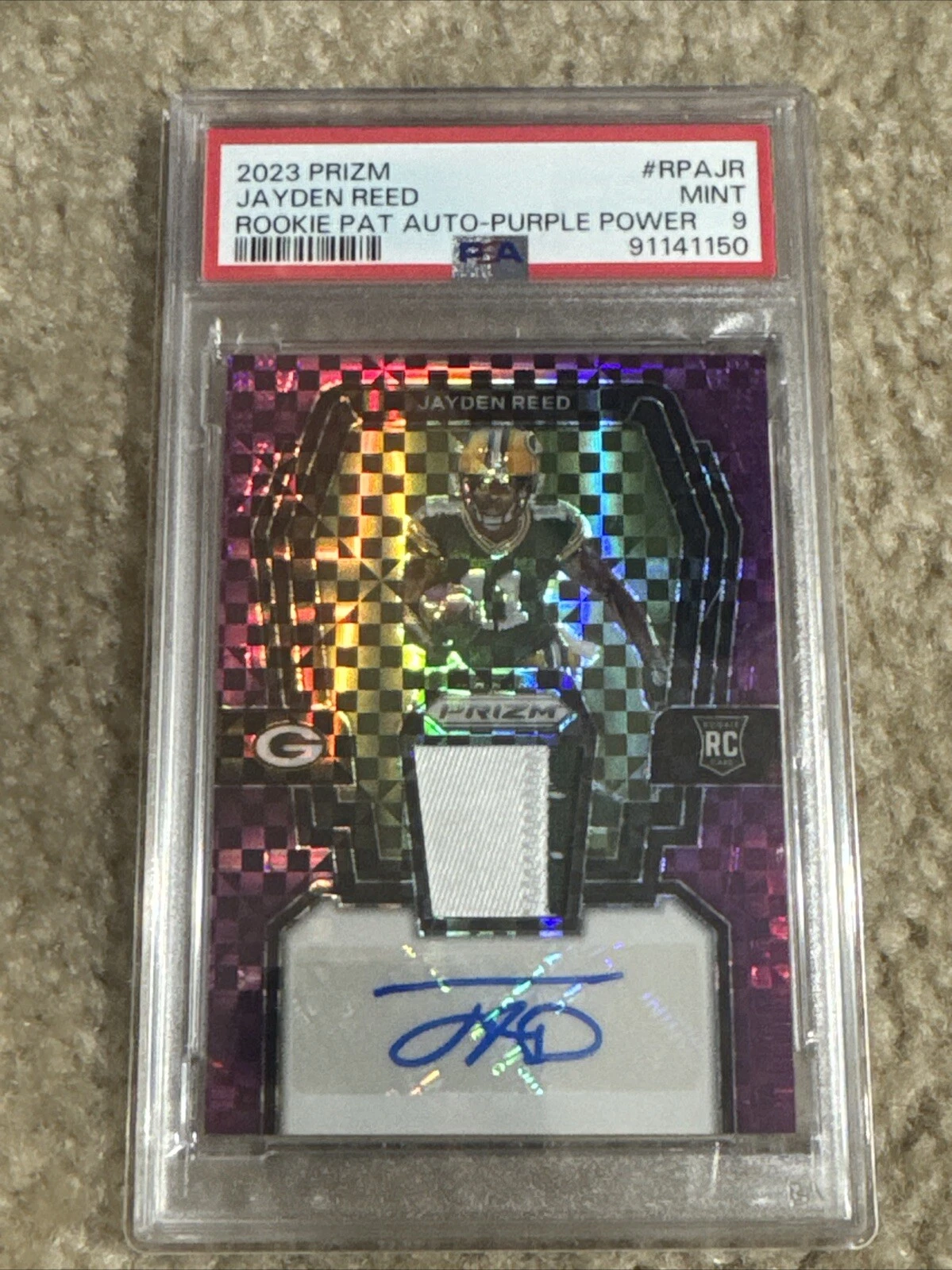 Jayden Reed Panini Prizm Rookie Patch Autographs #RPAJR Purple Power