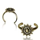 Solid Brass Tribal Toe Ring Adjustable Afghan Style Mid-Ring Ornate Boho Gypsy