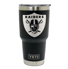 Oakland Raiders YETI Laser Engraved Colster, 20 or 30 oz. Black Tumbler 