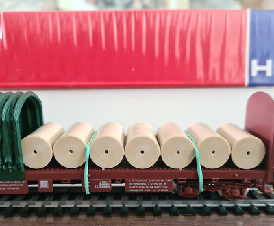 Wagon Jouef 6753 – Demi-bâché Long Avec Chargement Rouleaux – Neuf