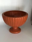 VINTAGE ROYAL HAEGER RIBBED CORAL RUST PEDESTAL PLANTER 5" TALL  USA