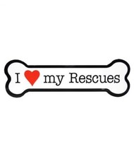 I Heart Love my Rescues Dog Bone shaped Car Fridge Magnet 2"x7" Support Rescue