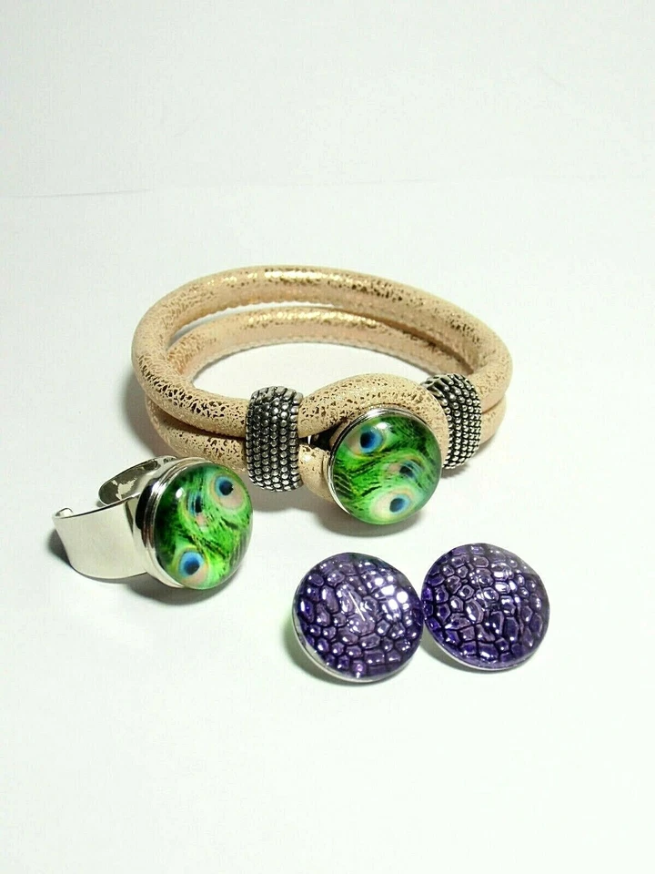 Wechselschmuck Armband Ring im Set mit Click Snap Button Chunks Druckknopf NEU - Bild 2 von 2