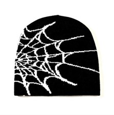 Goth Spider Web Jacquard Beanie Caps