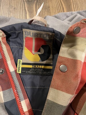 Burton S Small Dryride Hooded Snowboard Jacket Plaid Flannel
