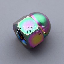 M5 x 0.8 Rainbow Ti Titanium Acorn Hex Cap Nut / Aerospace Grade Colorful Bike
