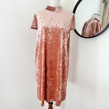 Madewell Dress Womens Medium Pink Crushed Velvet Mini Tie Back Party Cocktail