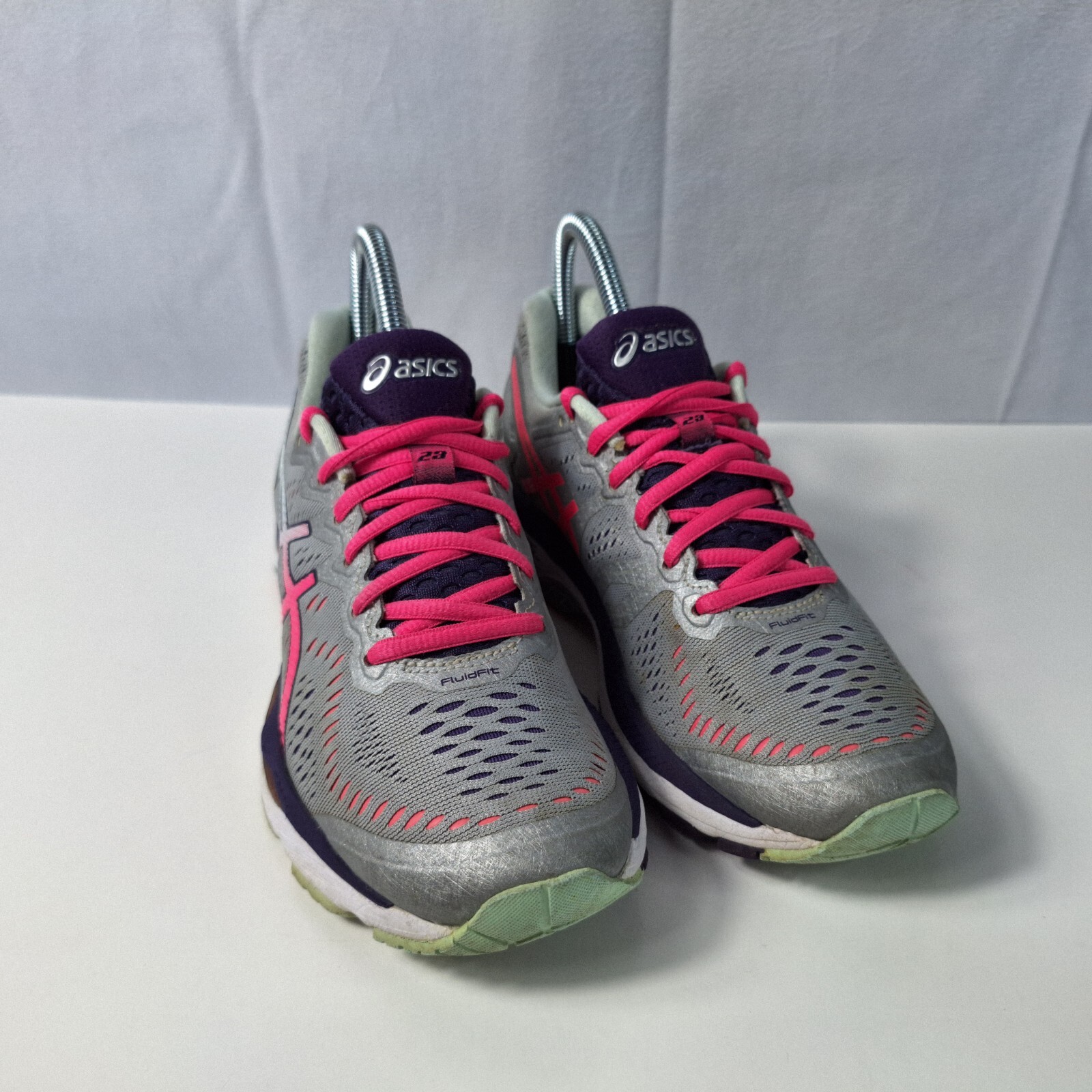 ASICS "Gel Kayano 23" Sneakers Womens Sz 6.5 Grey Pink Purple Fluid Fit T696N