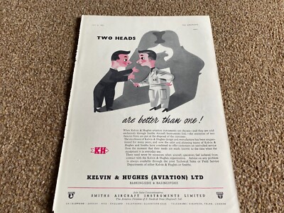 FABK14 WERBUNG 11X8 KELVIN & HUGHES AVIATION - ZWEI KÖPFE SIND BESSER ALS EINER