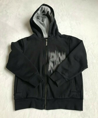 DKNY Boys Black Full Zip Hooded Fleece Jacket With Pockets Size M Chest 34''