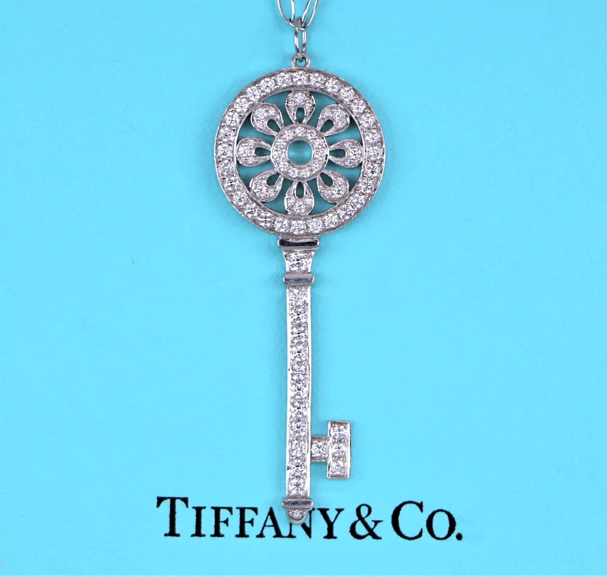 $12300 Tiffany & Co Platinum Diamond 2.25" Petals Key