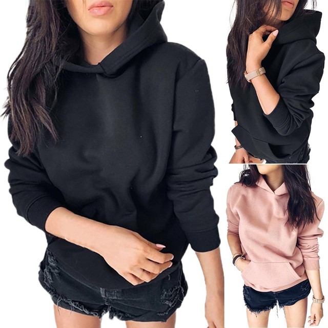 Womens Baggy Hoodie Hooded Sweatshirt Ladies Pullover Tops Casual