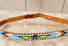 Childs Kids Youth Leather Beaded Belt Thunderbird Eagle Southwest Seed Beads 34"