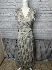 Q2 V Neck Full Wrap Dress Lined Metallic Snake Print Size Small