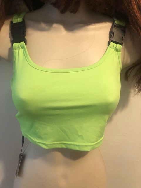 Zaful Crop Top lime green tight fitting belly show off colorful one size small | eBay