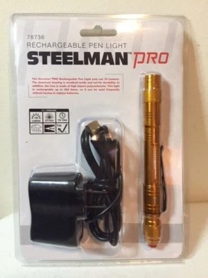 STEELMAN PRO 78736 USB Rechargeable LED Pen Light Flashlight Hurricane 70 Lumes
