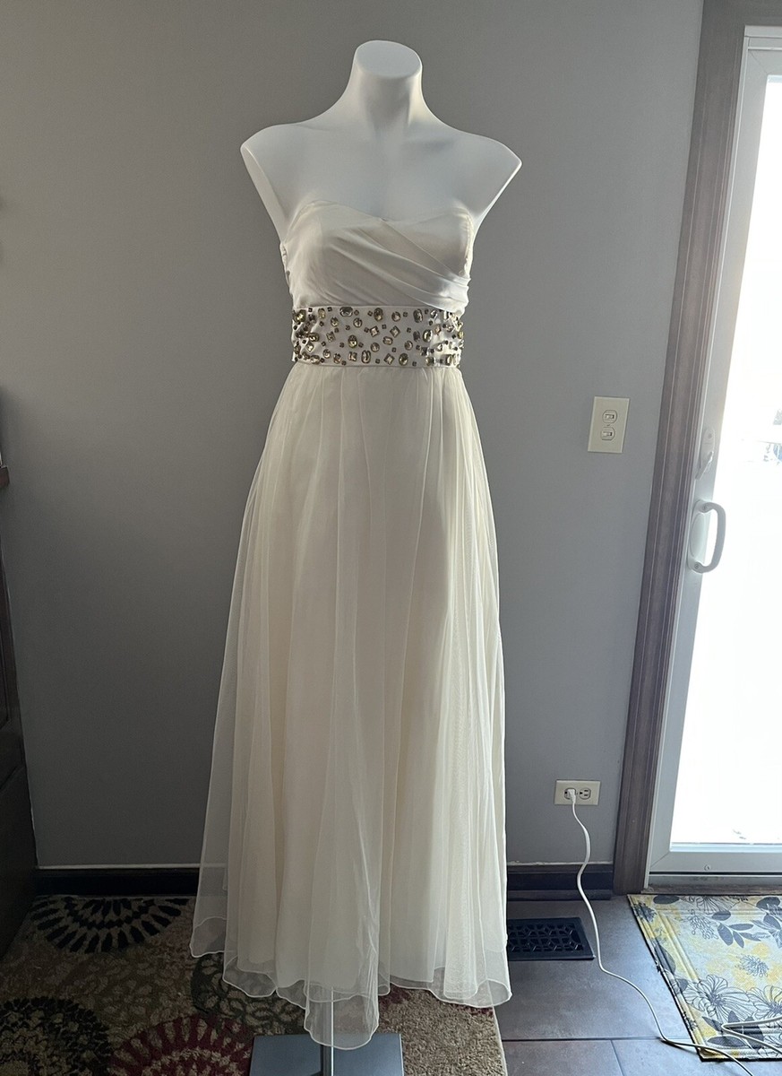 Cream and Gold Glitter Prom Dress - Size 5 Speechless 2010 Gems Strapless |  eBay
