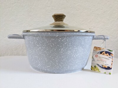 MASTERCLASS 9.5'' 4.5 qt BLUE SPECK Casserole Pan Nonstick Steam Vent Ceramic 