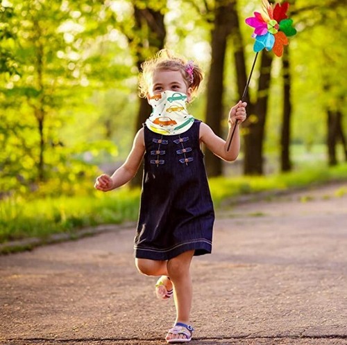 KIDS RAINBOW UNICORN HEAD-WRAP FACE MASK Pink Blossom Bandana NECK GAITER SNOOD - Picture 9 of 12