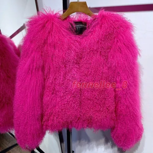 Damen-Kurzmantel echtes mongolisches Lamm Schaf lockiges Fell Jacke Winter warm Oberbekleidung - Bild 3 von 38