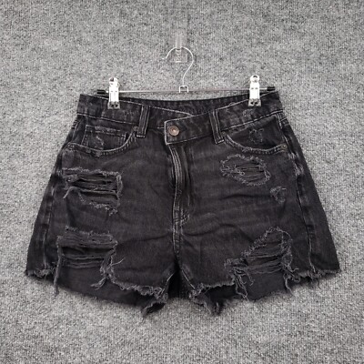 American Eagle Shorts Womens 2 Black Mom Mid Rise Cut Off Hot Pants Distressed