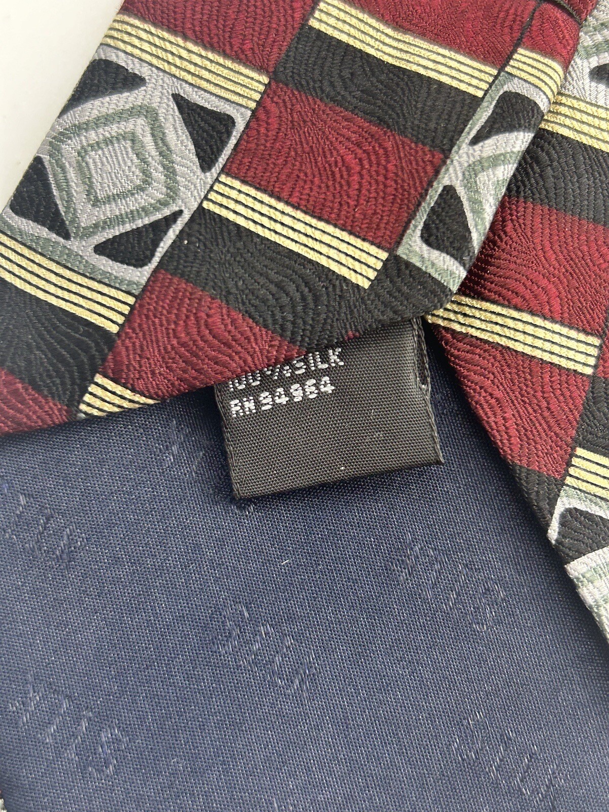 Stanley Blacker Silk Red Geometric Pattern Necktie - image 4
