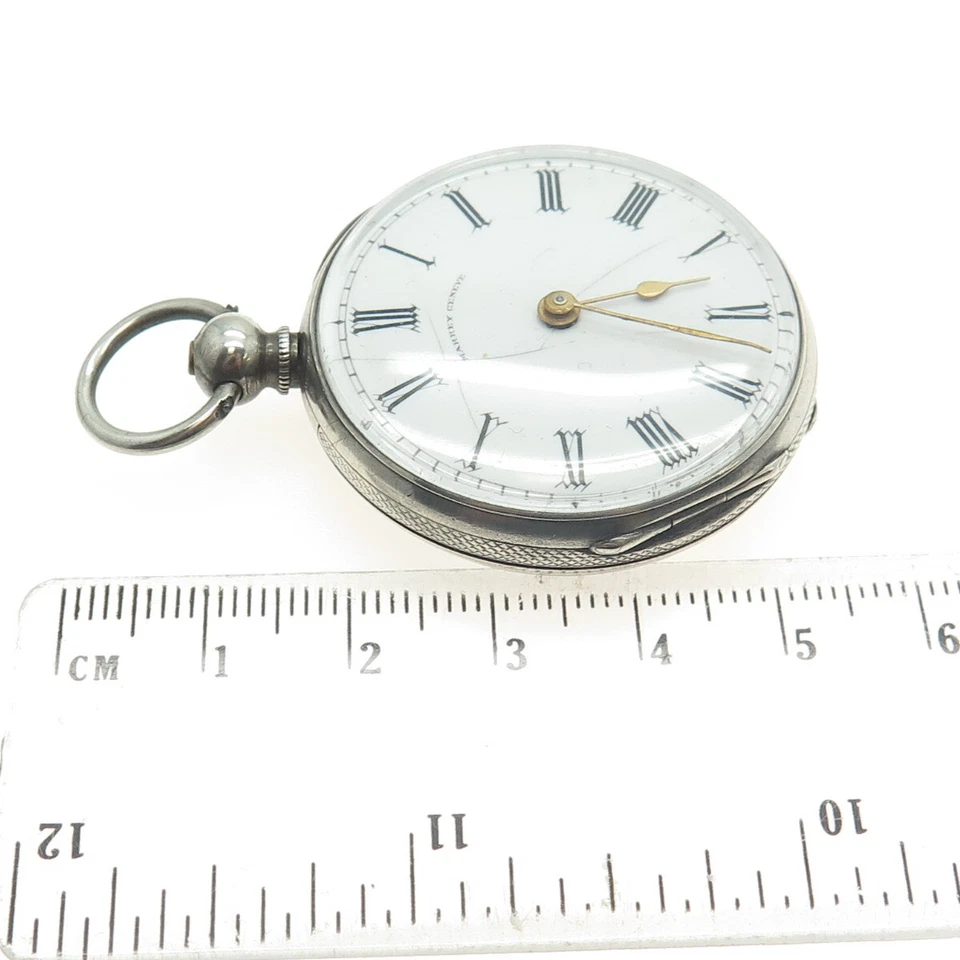 Reloj Bolsillo Mecánico Antiguo MARREY GENEVE Plata Esterlina Grabado #3580 Foto 3 de 4
